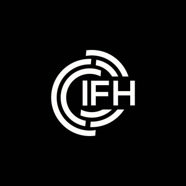 Siyah arka planda IFH harf logosu tasarımı. IFH yaratıcı harflerin baş harfleri logo kavramı. IFH harf tasarımı.