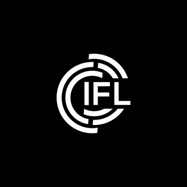 IFL mektup logosu tasarımı. IFL monogram harflerin baş harfleri logo kavramı. Siyah arkaplanda IFL harf tasarımı.