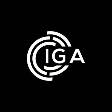 IGA mektup logosu tasarımı. IGA başharflerin baş harfleri logo konsepti. Siyah arkaplanda IGA harf tasarımı.