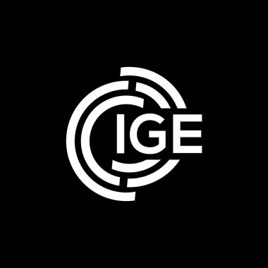 IGE harf logosu tasarımı. IGE monogram harflerin baş harfleri logo kavramı. Siyah arkaplanda IGE harf tasarımı.