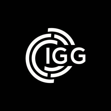 IGG harf logosu tasarımı. IGG monogram harflerin baş harfleri logo kavramı. Siyah arkaplanda IGG harf tasarımı.