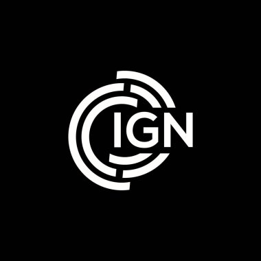 IGN harf logosu tasarımı. IGN başharflerinin baş harfleri logo konsepti. Siyah arkaplanda IGN harf tasarımı.