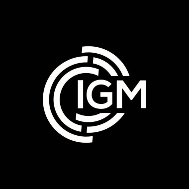 IGM harf logosu tasarımı. IGM monogram harflerin baş harfleri logo kavramı. Siyah arkaplanda IGM harf tasarımı.