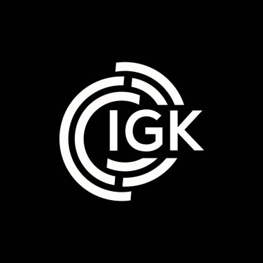 IGK mektup logosu tasarımı. IGK monogram harflerin baş harfleri logo kavramı. Siyah arkaplanda IGK harf tasarımı.