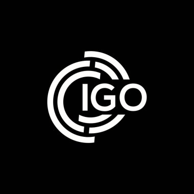 IGO mektup logosu tasarımı. IGO monogram harflerin baş harfleri logo kavramı. IGO harf tasarımı siyah arkaplan.