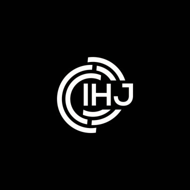 IHJ mektup logosu tasarımı. IHJ monogram harflerin baş harfleri logo kavramı. Siyah arkaplanda IHJ harf tasarımı.