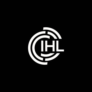 PrintIHL mektup logosu tasarımı. IHL monogram harflerin baş harfleri logo kavramı. Siyah arkaplanda IHL harf tasarımı.