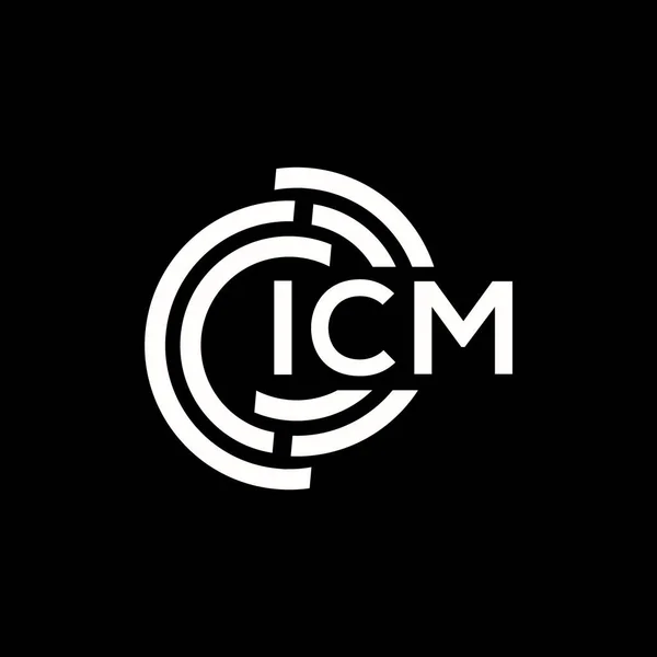 Літерний Логотип Icm Чорному Тлі Творчі Ініціали Icm Мають Поняття — стоковий вектор