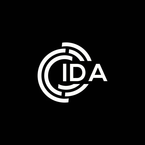 Ida Brev Logotyp Design Svart Bakgrund Ida Kreativa Initialer Brev — Stock vektor