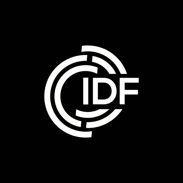 Idf Brev Logotyp Design Svart Bakgrund Idf Kreativa Initialer Brev — Stock vektor