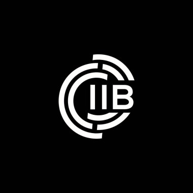 IIB harfli logo tasarımı. IIB başharflerinin baş harfleri logo konsepti. IIB harf dizaynı siyah arkaplan.