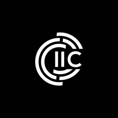 IIC mektup logosu tasarımı. IIC baş harfleri logo konsepti. IIC harf dizaynı siyah arkaplan.