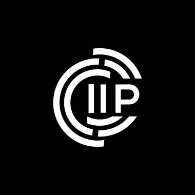 IP mektup logosu tasarımı. IP adlarının baş harfleri logo konsepti. Siyah arkaplanda IIP harf tasarımı.