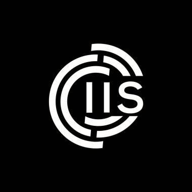 IIS mektup logosu tasarımı. IIS baş harfleri logo konsepti. Siyah arkaplanda IIS harf tasarımı.