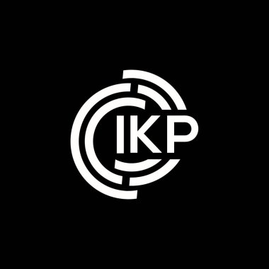 IKP mektup logosu tasarımı. IKP monogram harflerin baş harfleri logo kavramı. Siyah arkaplanda IKP harf tasarımı.