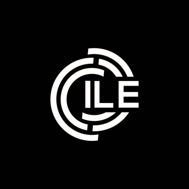 ILE mektup logosu tasarımı. ILE monogram harflerin baş harflerinin logosu. Siyah arkaplanda ILE harf tasarımı.