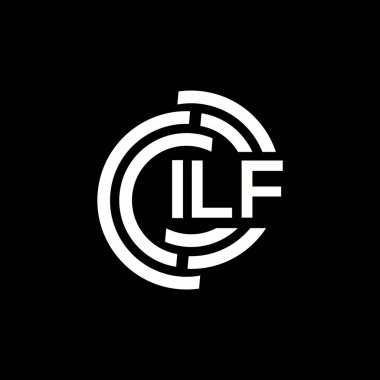 ILF mektup logosu tasarımı. ILF başharflerinin baş harfleri logo konsepti. Siyah arkaplanda ILF harf tasarımı.