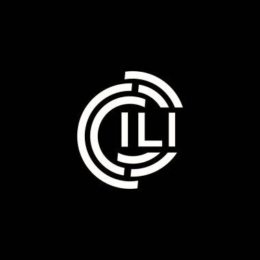 ILI harf logosu tasarımı. ILI monogram harflerin baş harfleri logo kavramı. Siyah arkaplanda ILI harf tasarımı.