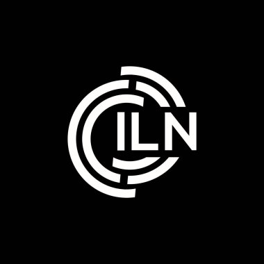 ILN harf logosu tasarımı. ILN başharflerinin baş harfleri logo konsepti. Siyah arkaplanda ILN harf tasarımı.