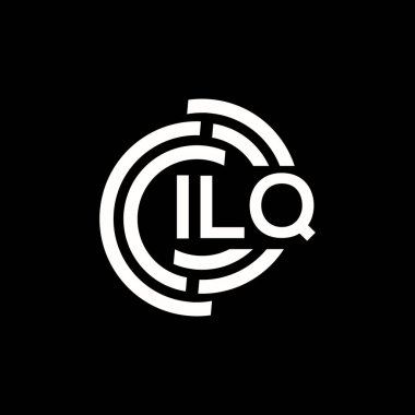 ILQ harf logosu tasarımı. ILQ monogram harflerin baş harfleri logo kavramı. Siyah arkaplanda ILQ harf tasarımı.