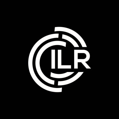 ILR harf logosu tasarımı. ILR başharflerinin baş harfleri logo konsepti. Siyah arkaplanda ILR harf tasarımı.
