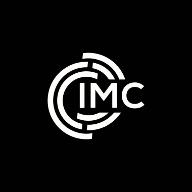 IMC harf logo tasarımı. IMC başharflerin baş harfleri logo konsepti. Siyah arkaplanda IMC harf tasarımı.