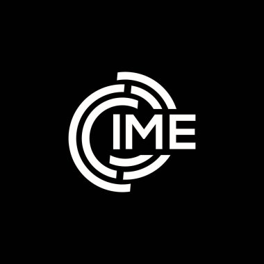 IME harf logo tasarımı. IME başharflerinin baş harfleri logo konsepti. Siyah arkaplanda IME harf tasarımı.