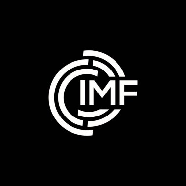 IMF mektup logosu tasarımı. IMF baş harfleri logo konsepti. IMF harf tasarımı siyah arkaplan.