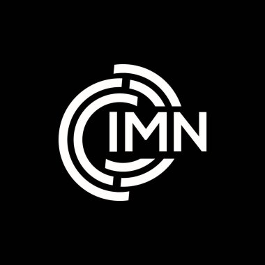 IMN harf logo tasarımı. IMN başharflerinin baş harfleri logo konsepti. IMN harf dizaynı siyah arkaplan.