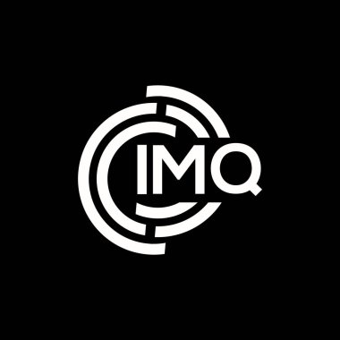 IMQ harfi logo tasarımı. IMQ monogram harflerin baş harfleri logo kavramı. IMQ harf tasarımı siyah arkaplan.