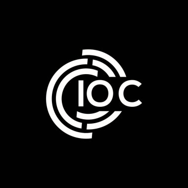 IOC harf logosu tasarımı. IOC başharflerin baş harfleri logo konsepti. IOC harf dizaynı siyah arkaplan.