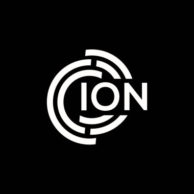 ION mektup logosu tasarımı. ION başharflerinin baş harfleri logo konsepti. Siyah arkaplanda ION harf tasarımı.