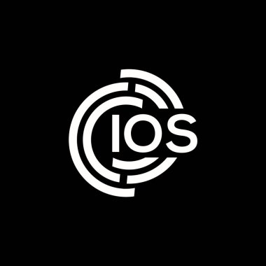 IOS mektup logosu tasarımı. IOS monogram harflerin baş harfleri logo kavramı. Siyah arkaplanda IOS harf tasarımı.