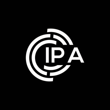 IPA mektup logosu tasarımı. IPA monogram harflerin baş harfleri logo kavramı. Siyah arkaplanda IPA harf tasarımı.