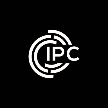 IPC mektup logosu tasarımı. IPC monogram harflerin baş harfleri logo kavramı. Siyah arkaplanda IPC harf tasarımı.