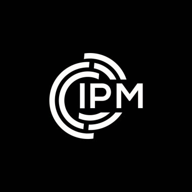 IPM mektup logosu tasarımı. IPM monogram harflerin baş harfleri logo kavramı. Siyah arkaplanda IPM harf tasarımı.