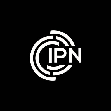 IPN harf logosu tasarımı. IPN başharflerinin baş harfleri logo konsepti. Siyah arkaplanda IPN harf tasarımı.