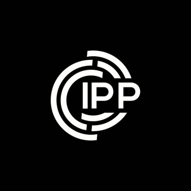 IPP harf logosu tasarımı. IPP monogram harflerin baş harfleri logo kavramı. Siyah arkaplanda IPP harf tasarımı.