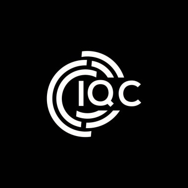 IQC harf logosu tasarımı. IQC monogram harflerin baş harfleri logo kavramı. Siyah arkaplanda IQC harf tasarımı.