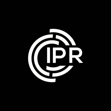 IPR mektup logosu tasarımı. IPR monogram harflerin baş harfleri logo kavramı. IPR harf dizaynı siyah arkaplan.