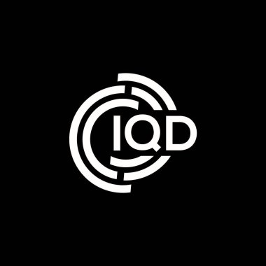 IQD harf logosu tasarımı. IQD monogram harflerin baş harfleri logo kavramı. Siyah arkaplanda IQD harf tasarımı.