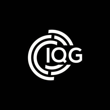 IQG harf logosu tasarımı. IQG monogram harflerin baş harfleri logo kavramı. Siyah arkaplanda IQG harf tasarımı.