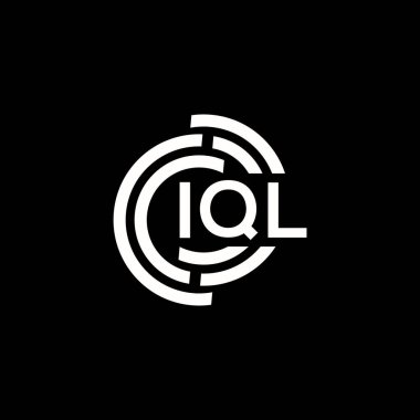 IQL harf logosu tasarımı. IQL monogram harflerin baş harfleri logo kavramı. Siyah arkaplanda IQL harf tasarımı.