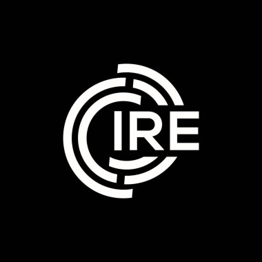 IRE mektup logosu tasarımı. IRE baş harfleri logo konsepti. IRE harf dizaynı siyah arkaplan.