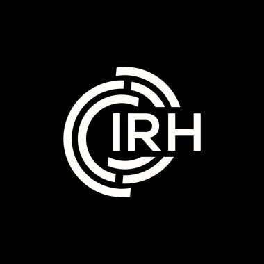 IRH harf logosu tasarımı. IRH başharflerinin baş harfleri logo konsepti. Siyah arkaplanda IRH harf tasarımı.
