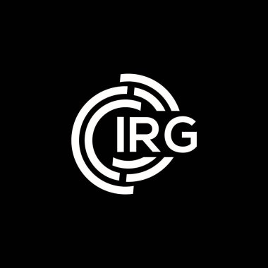 IRG harf logosu tasarımı. IRG başharflerinin baş harfleri logo konsepti. IRG harf dizaynı siyah arkaplan.