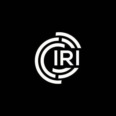 IRI harf logosu tasarımı. IRI baş harfleri logo konsepti. Siyah arkaplanda IRI harf tasarımı.