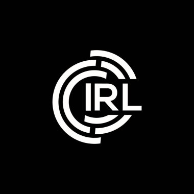 IRL harf logosu tasarımı. IRL başharflerinin baş harfleri logo konsepti. Siyah arkaplanda IRL harf tasarımı.