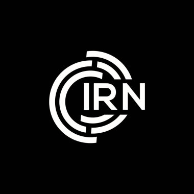 IRN harf logosu tasarımı. IRN başharflerinin baş harfleri logo konsepti. IRN harf dizaynı siyah arkaplan.
