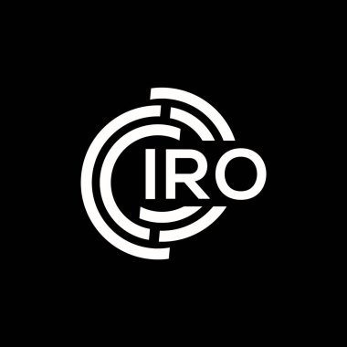 IRO harf logosu tasarımı. IRO başharflerinin baş harfleri logo konsepti. IRO harf dizaynı siyah arkaplan.